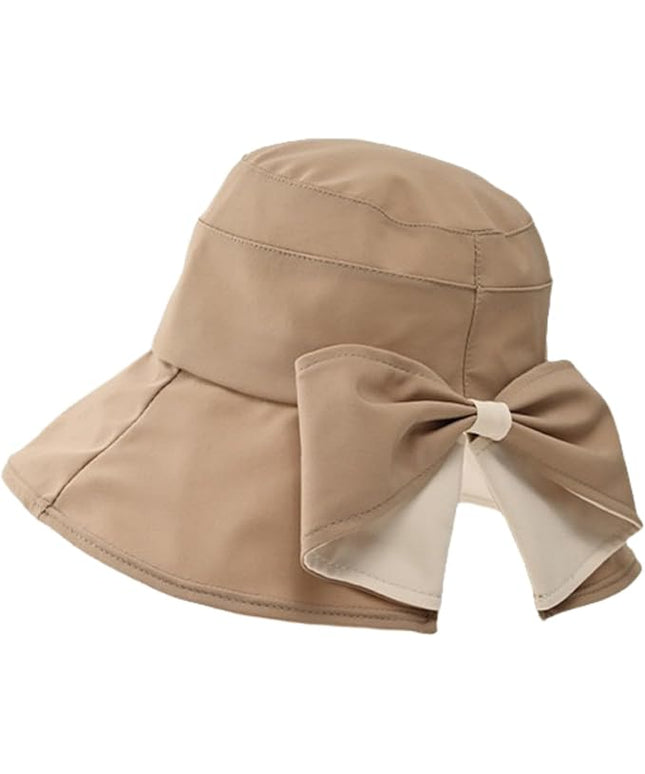 Womens Wide Brim Sun Hats UPF50+ UV Packable Beach Hat Summer Bow Decoration Bucket Cap for Travel