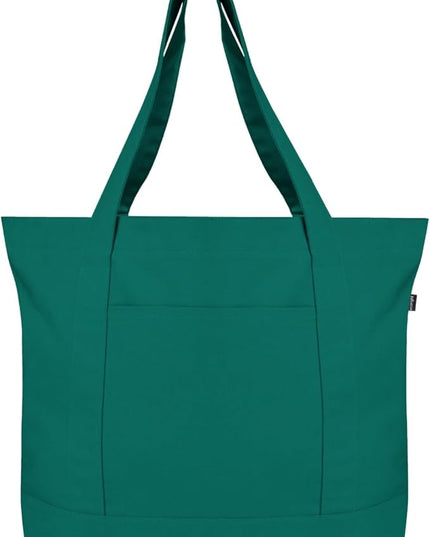 Eco Right Canvas Tote Bag for Women with Zip & Inner Pocket, 100% Organic Cotton Tote Bags for Men, Shopping, Beach