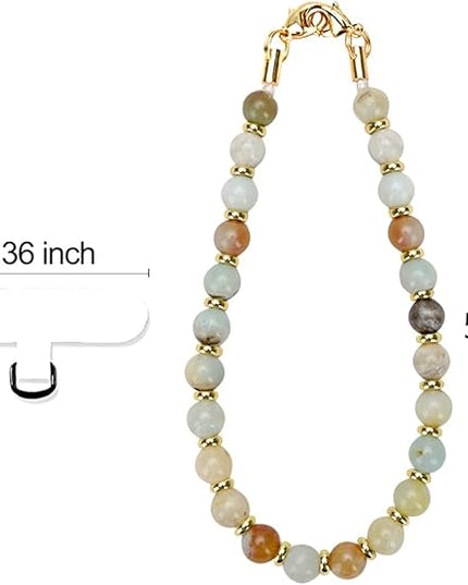 Marble Beaded Phone Wrist Strap, Cellphone Lanyard with Tether Tab, Hands-Free Wristlet Bracelet