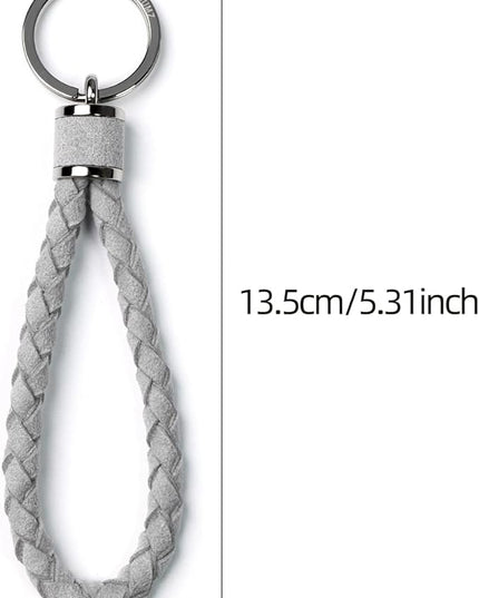 BETTERHUMZ Leather Key Fob Car Weave Keychain Ring Woven Strap Braided Key Chain for Alcantara Accessories