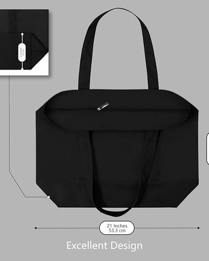 TOPDesign 30-Pack Canvas Tote Bags with an External Pocket, Reusable Grocery Shopping Bags, Top Zipper Closure, Daily Essentials (Black)