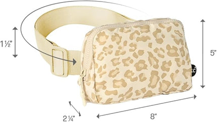 C.C Belt Bag for Women – Quilted Fanny Pack Crossbody Waist Bag with Adjustable Strap, Fashion Gift Idea (Leopard Pattern - beige)