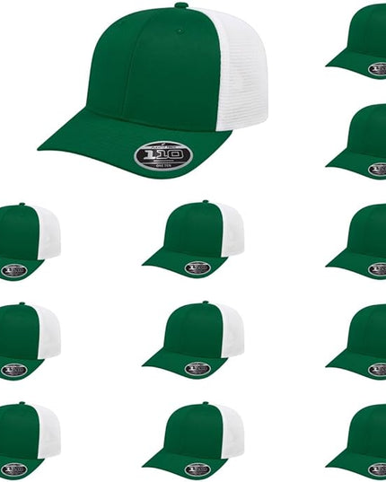 Cap America i8502 Flexfit 110 Premium Mid Profile 6-Panel Mesh Back Trucker Cap Hat w/UV Guard & Adjustable Snapback
