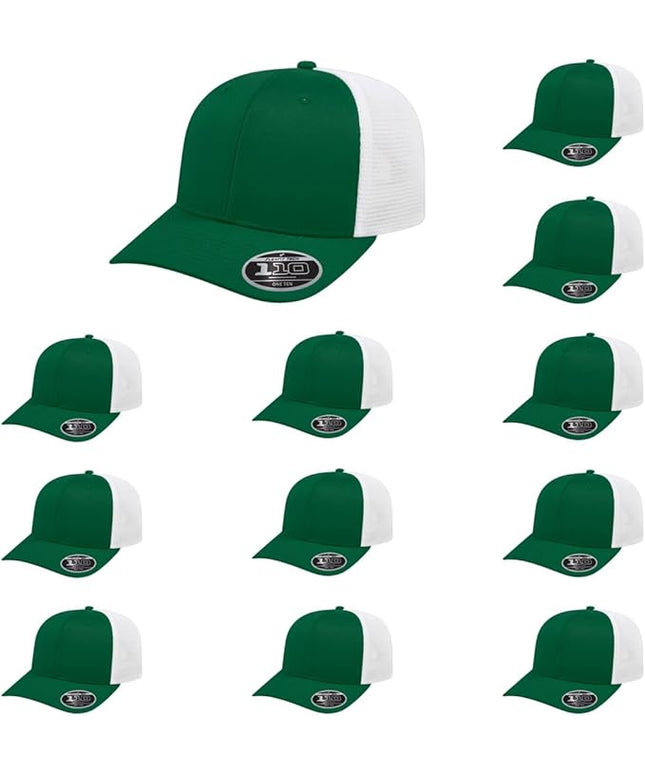 Cap America i8502 Flexfit 110 Premium Mid Profile 6-Panel Mesh Back Trucker Cap Hat w/UV Guard & Adjustable Snapback