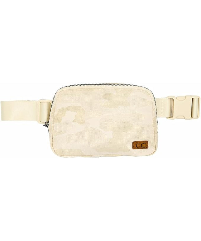 C.C Belt Bag for Women – Quilted Fanny Pack Crossbody Waist Bag with Adjustable Strap, Fashion Gift Idea (Camo beige)