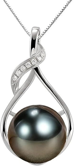 Gifts for Women Wife-Tahitian-Black-Pearl-Necklace-Gift for Wife Wedding Birthday Anniversary Jewelry-Mom Girlfriend Her Mothers Day Gifts for Mom Women Valentines Christmas Day