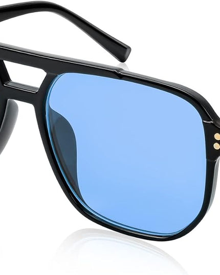 FEISEDY Retro Square Aviator Sunglasses Women Men 70s Vintage Trendy Plastic Frame Sun Glasses B2835