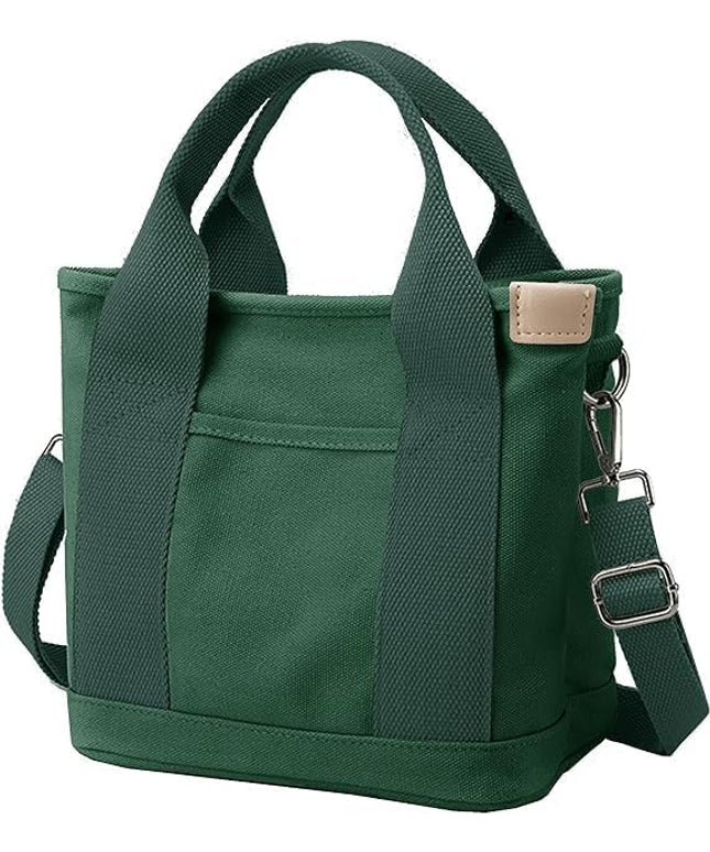 Small Tote Bag with Zipper, 2024 Canvas Multi-Pocket Crossbody Bag Shoulder Bag Satchel Hobo Bag Messenger Bag