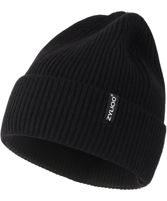 Zylioo Oversize Beanie Hats, XXL Big Size Ribbed Knit Cuffed Winter Hat for Cold Weather, Warm Skull Watch Cap