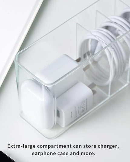 Charger Cable Cord Storage Organizer Box - 2 Pack With Lid - Easy Storage Without Cable Ties