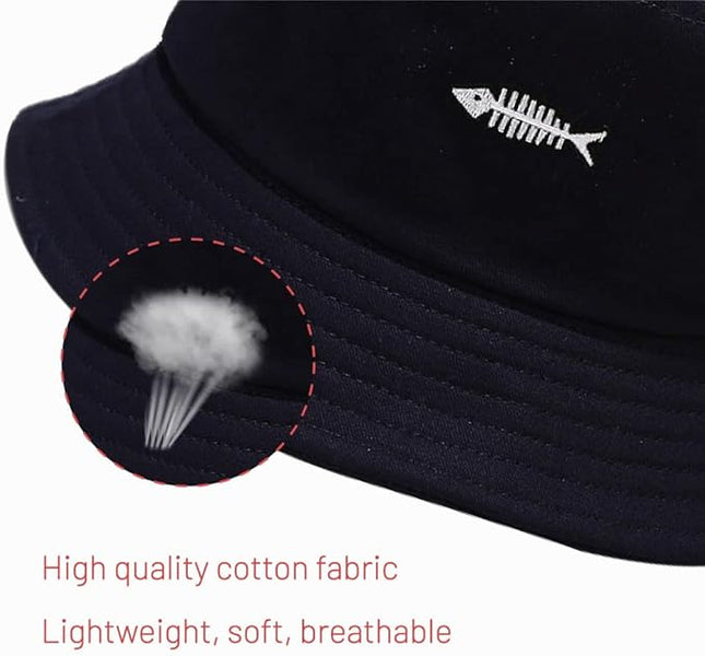 Cotton Bucket Hat for Women Men Summer Travel Sun Beach Bucket Cap, Unisex Outdoor Fisherman Hat