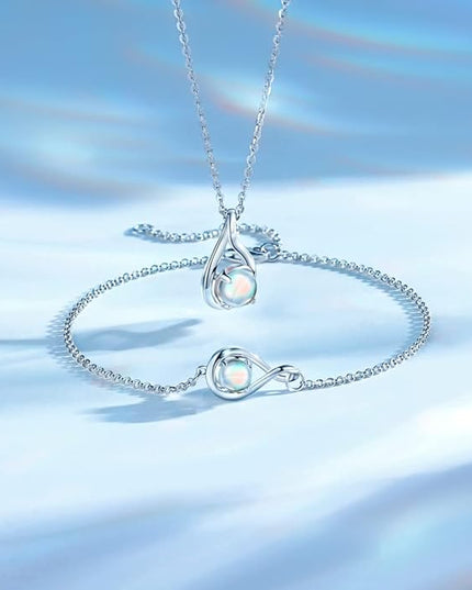 FANCIME Love Bracelet 925 Sterling Silver Infinity Birthstone Bracelets for Women Fine Jewelry Birthday Christmas Gifts for Her Mom Wife, Chain Length 6.7"+1.2" Extend