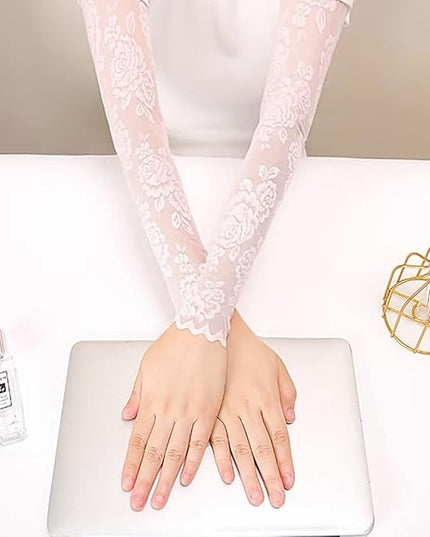 Women's Short Lace Gloves Fingerless for Driving Wedding Wrist Length Bridal Prom Gloves