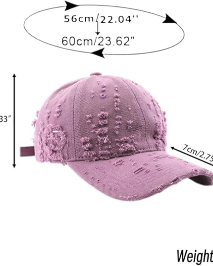Vintage Washed Distressed Baseball Cap - Adjustable Unisex Solid Color Retro Hat for Outdoor & Casual Wear