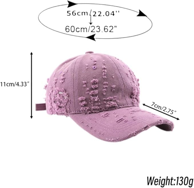 Vintage Washed Distressed Baseball Cap - Adjustable Unisex Solid Color Retro Hat for Outdoor & Casual Wear