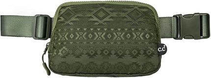 C.C Belt Bag for Women – Quilted Fanny Pack Crossbody Waist Bag with Adjustable Strap, Fashion Gift Idea (Aztec Pattern - olive)