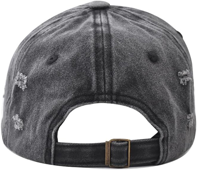 Classic Vintage Distressed Baseball Cap, Washed Cotton, Adjustable Fit
