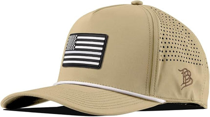 Branded Bills Vintage Old Glory PVC Curved 5 Panel Rope Hat, Fits 7-7 7/8, Adjustable Snapback | Lightweight, Comfort Stretch