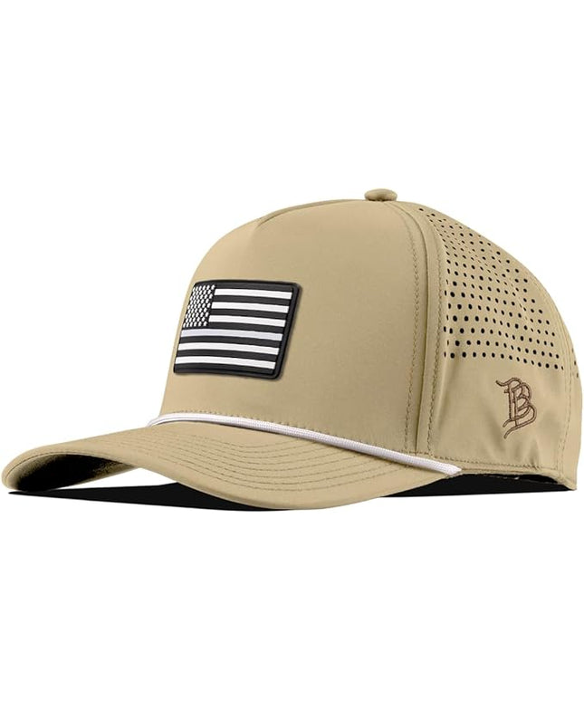 Branded Bills Vintage Old Glory PVC Curved 5 Panel Rope Hat, Fits 7-7 7/8, Adjustable Snapback | Lightweight, Comfort Stretch