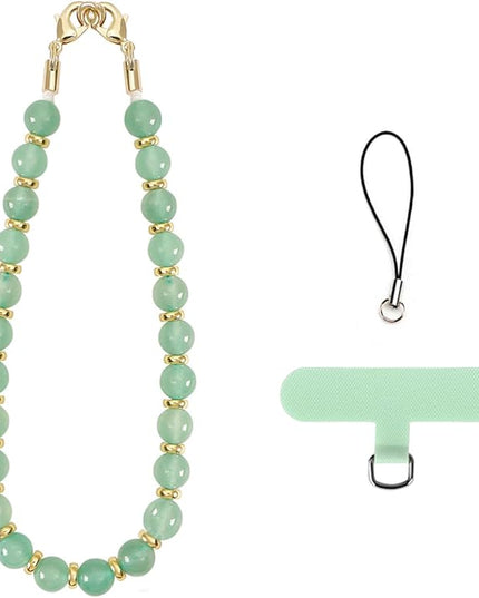 Marble Beaded Phone Wrist Strap, Cellphone Lanyard with Tether Tab, Hands-Free Wristlet Bracelet