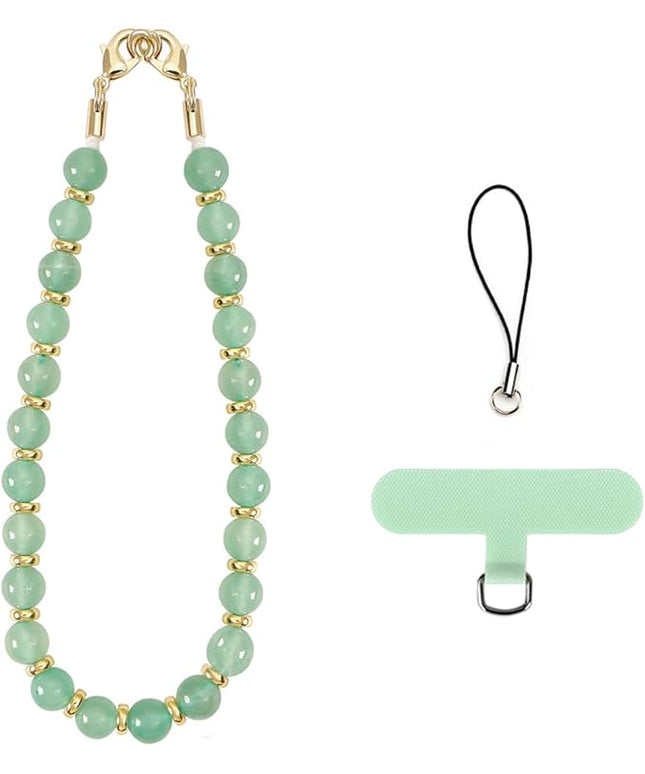 Marble Beaded Phone Wrist Strap, Cellphone Lanyard with Tether Tab, Hands-Free Wristlet Bracelet