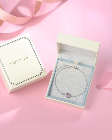 FANCIME Love Bracelet 925 Sterling Silver Infinity Birthstone Bracelets for Women Fine Jewelry Birthday Christmas Gifts for Her Mom Wife, Chain Length 6.7"+1.2" Extend