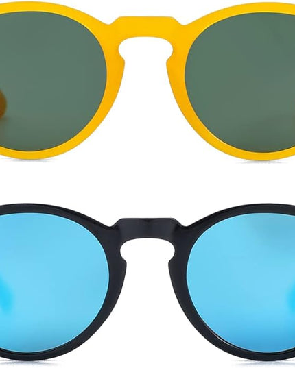 Gleyemor Vintage Polarized Sunglasses for Men Round Sunglasses UV400 Protection Retro Hand-crafted Acetate Frame