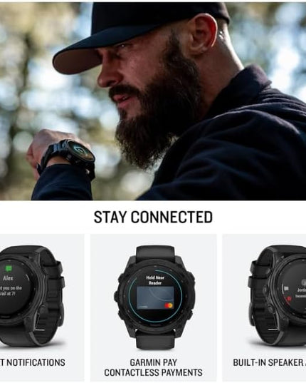 Garmin Tactix 8 51mm Solar Charged Display, Titanium Bezel, Sapphire Lens, Premium Tactical GPS Smartwatch, Includes Applied Ballistics Ultralight Solver, 40M Dive Rating w/Wearable4U PowerBank Bundle
