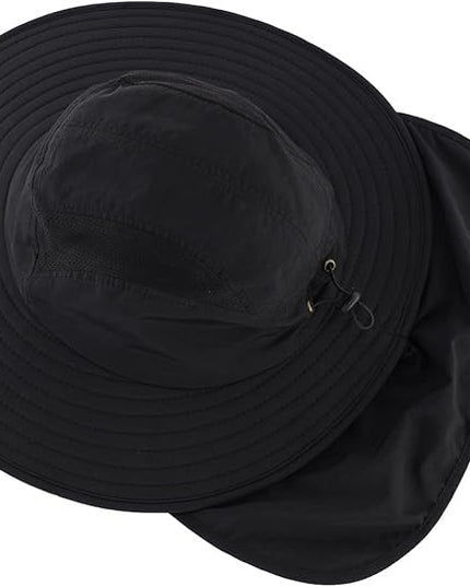 Home Prefer UPF 50+ Mens Wide Brim Fishing Hat with Neck Flap Sun Hat for Men Women Sun Protection Cap