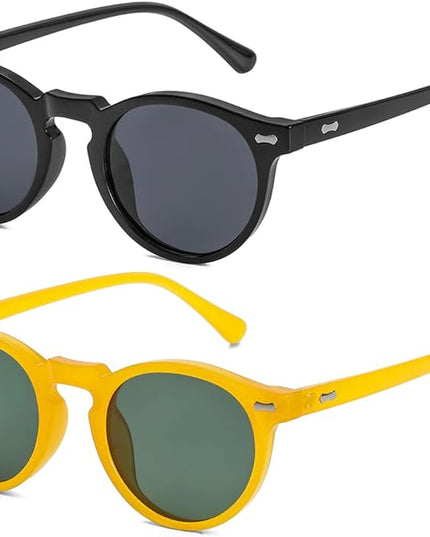 Gleyemor Vintage Polarized Sunglasses for Men Round Sunglasses UV400 Protection Retro Hand-crafted Acetate Frame