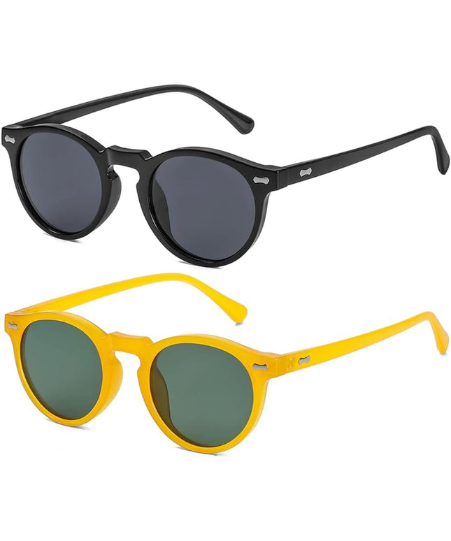 Gleyemor Vintage Polarized Sunglasses for Men Round Sunglasses UV400 Protection Retro Hand-crafted Acetate Frame