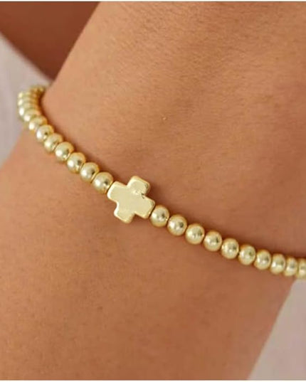 Gold Bracelets for Women 14K Gold Beaded Bracelets Stackable Bracelets for Women Gold Charm Bracelet Non Tarnish Gold Jewelry for Women Trendy