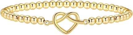 Gold Bracelets for Women 14K Gold Beaded Bracelets Stackable Bracelets for Women Gold Charm Bracelet Non Tarnish Gold Jewelry for Women Trendy