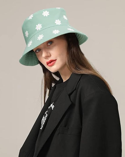 Malaxlx Unisex Bucket Hat Beach Sun Hat Aesthetic Fishing Hat for Men Women Teens, Reversible Double-Side-Wear