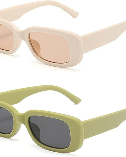 Dollger Rectangle Sunglasses for Women Men Trendy Retro Fashion Sunglasses UV 400 Protection Square Fram