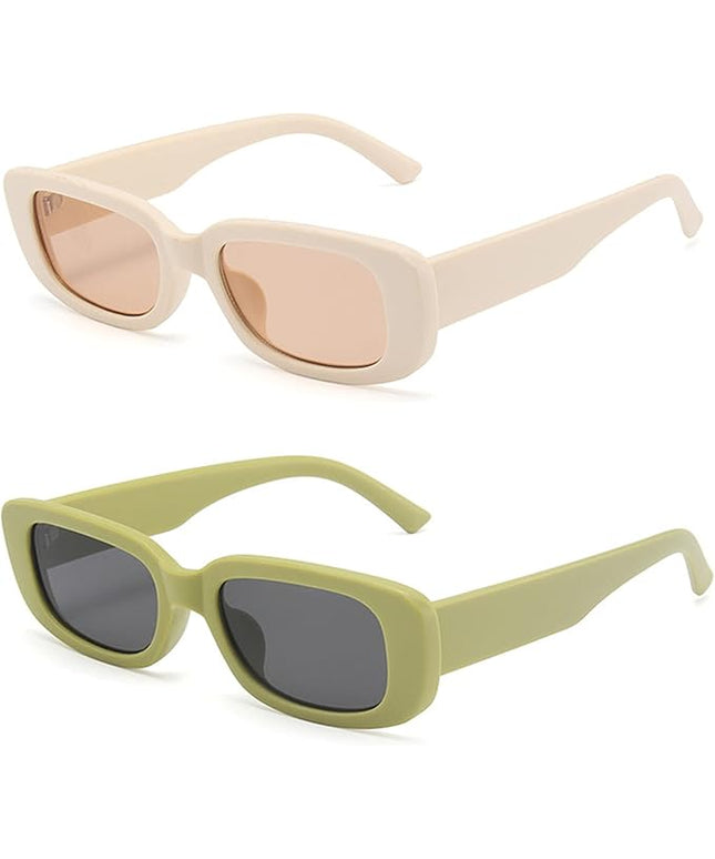 Dollger Rectangle Sunglasses for Women Men Trendy Retro Fashion Sunglasses UV 400 Protection Square Fram