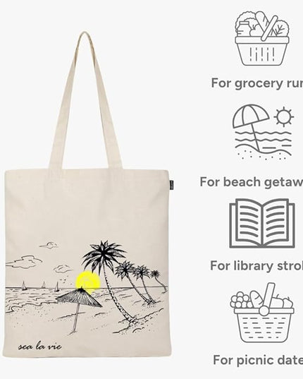 Eco Right Tote Bag for Women, Reusable Grocery Bag, Canvas Tote Bag for Shopping, Cotton Bag for Daily Use, Gifts for Women