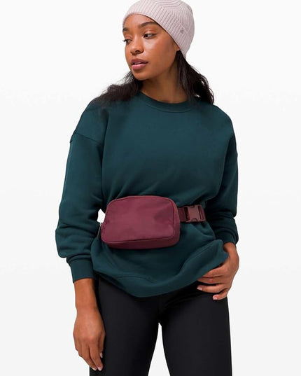 YOSHUYUKI Waist Belt Bag for Women Lulu Dupes Mini Small Crossbody Purse Sling Bag Cute Fashion Waterproof Fanny Pack Over The Shoulder Bags Fashionable Travel Running Belt Pouch Bum Bag Red Merlot