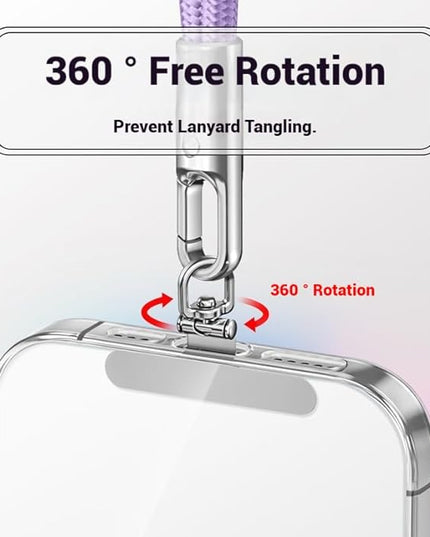 Phone Tether Tab & Cell Phone Charms Split Ring Strap 360° Swivel Clip Ultra Thin Stainless Steel Universal Lanyard Patch Cords DIY String for All Phone Cases Hanging USB Drive Keychain Accessories