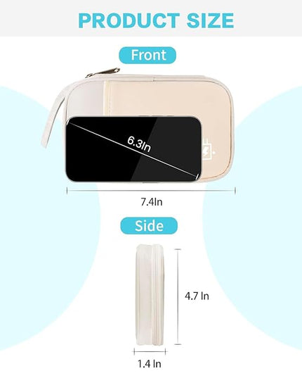 Electronics Travel Organizer,Portable Waterproof Electronic Travel Storage Bag for Small Charging Cord Storage,Charger,Small Electronics,SD Card etc,for Travel,Business -Beige