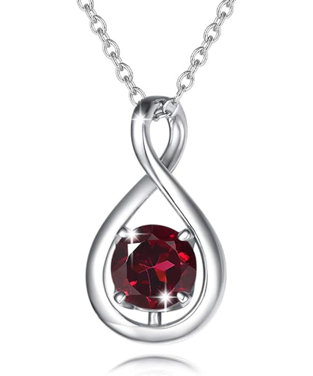 FANCIME Birthstone Necklaces for Women Fine Jewelry Sterling Silver Dainty Infinity Pendant Anniversary Birthday Christmas Gifts for Her Wife Mom Lady Daughter, Chain 16"+2" Extend