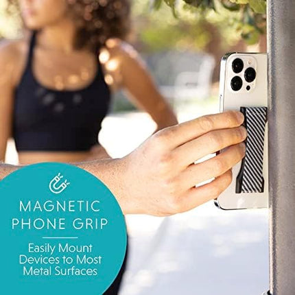 LOVEHANDLE PRO Premium Phone Grip - Silicone Phone Strap - Magnetic Phone Mount and Kickstand for Smartphone and Tablet - Amethyst Glitter Silicone