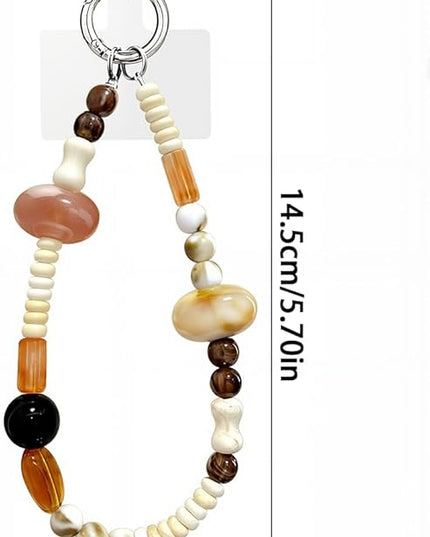 Vintage Elliptical Beaded Phone Wrist Strap Cute Phone Charm Lanyard Cellphone Chain Wristlet Wrist Straps for Phones Beaded Keychain Wristlet Bag Charms for Handbags Cellphone Bracelet Strap