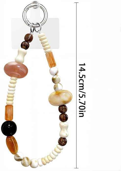 Vintage Elliptical Beaded Phone Wrist Strap Cute Phone Charm Lanyard Cellphone Chain Wristlet Wrist Straps for Phones Beaded Keychain Wristlet Bag Charms for Handbags Cellphone Bracelet Strap