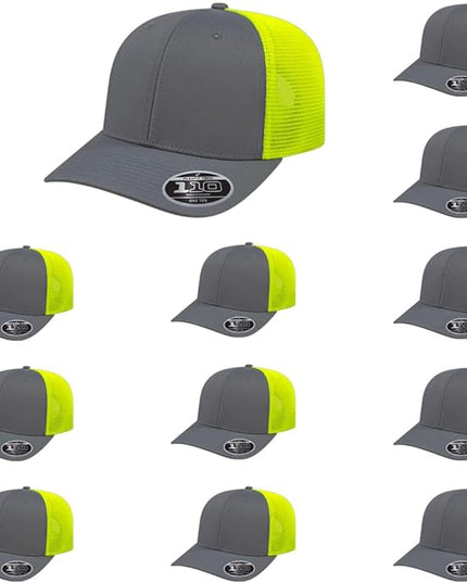 Cap America i8502 Flexfit 110 Premium Mid Profile 6-Panel Mesh Back Trucker Cap Hat w/UV Guard & Adjustable Snapback