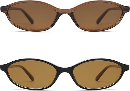 Retro Oval Cat Eye Sunglasses for Women Y2k Trendy Narrow Sunnies Designer Sun Glasses AR82253