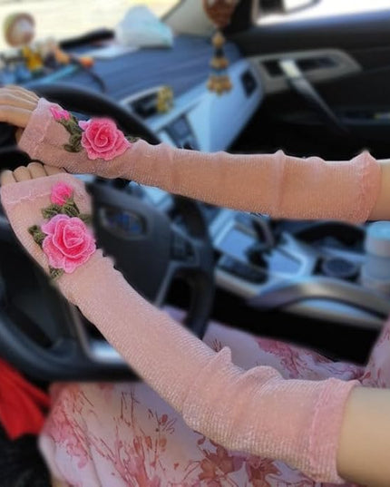 Specell Embroidered Flowers Lace Fingerless Gloves - for Bridal Wedding Cocktail Tea Party Evening Prom Costumes Cosplay