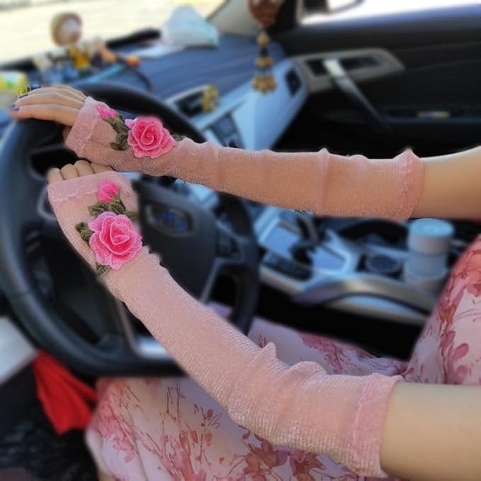 Specell Embroidered Flowers Lace Fingerless Gloves - for Bridal Wedding Cocktail Tea Party Evening Prom Costumes Cosplay
