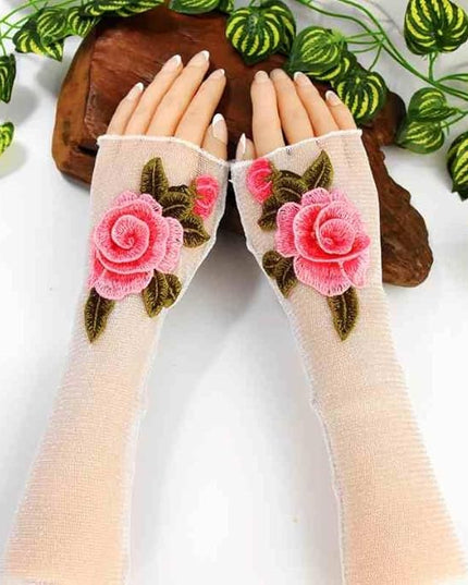 Specell Embroidered Flowers Lace Fingerless Gloves - for Bridal Wedding Cocktail Tea Party Evening Prom Costumes Cosplay