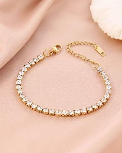 DASIQI Zirconia Tennis Bracelet for Women Hypoallergenic Gold Silver Titanium Steel Chains with Rainbow Stones, Pavé Sparkle | Everyday Luxury